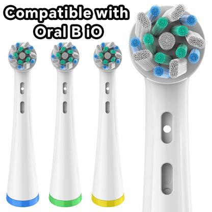 Cross Clean Brush Heads Compatible with Oral B iO 2 3 4 5 6 7 7G 8 9 10 Electric Toothbrush, Replacement Tooth Head(4/8/12 Pack)