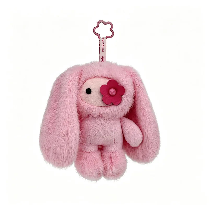 18/30cm Juju Rabbit Keychain Flower Eye Juju Rabbits Keyring Long Ears Bunny Keyring Cute Rabbit Pendant Halloween Birthday Gift