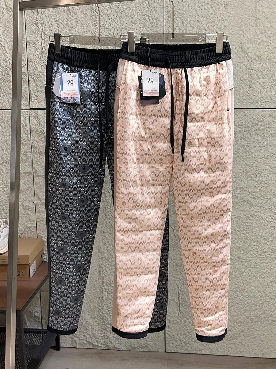 Outdoor Softshell down Pants Thickened Winter Commuting Trousers Men's Youth Fashion Warm Casual Nylon Spandex Fabric