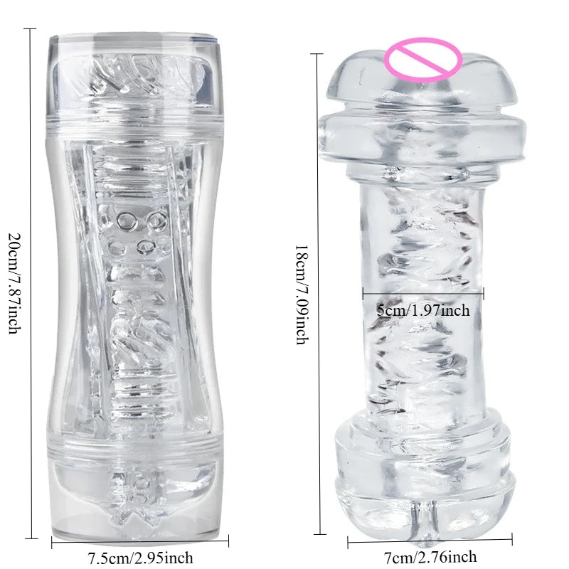 Male 3D Manual Soft Pussy Sex Toys Transparent Vagina Masturbator Realistic Adult Endurance Exercise Sex Toy Pocket Cup for Men