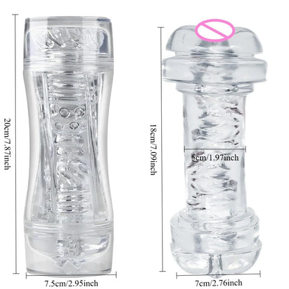 Male 3D Manual Soft Pussy Sex Toys Transparent Vagina Masturbator Realistic Adult Endurance Exercise Sex Toy Pocket Cup for Men