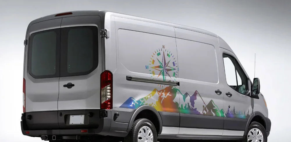 Car Door Stickers Motorhome Camper Van For Ford Transit MK6 MK7 MK8 Tuning Accessories Compass Graphics Vinyl Film Decals