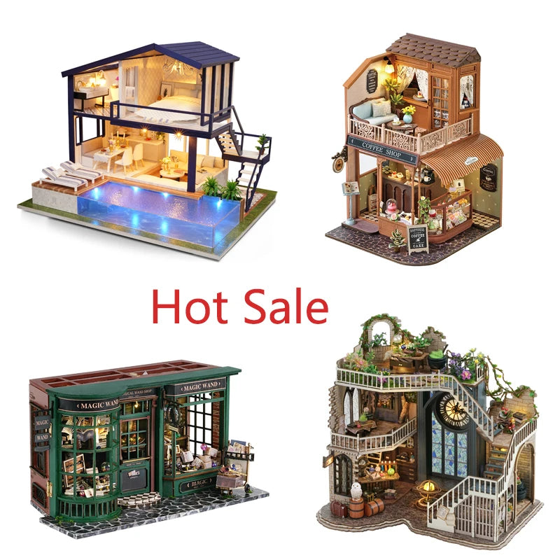 DIY Big Doll House Wooden Doll Houses Roombox Miniature Home Furniture Dollhouse Kit Casa Toys for ChildrenBirthday Gifts