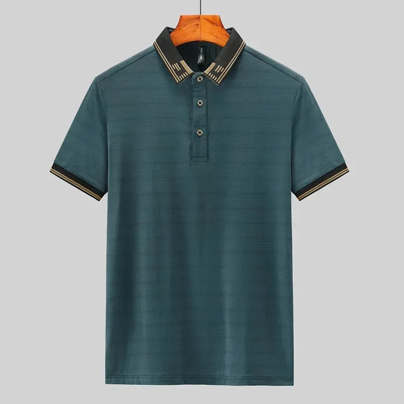 Big Size Men's Ice Silk Polo Shirts Short Sleeve Golf Wear Tee Shirt Male Plus Large 8XL 7XL 130kg Designer Breathable Business