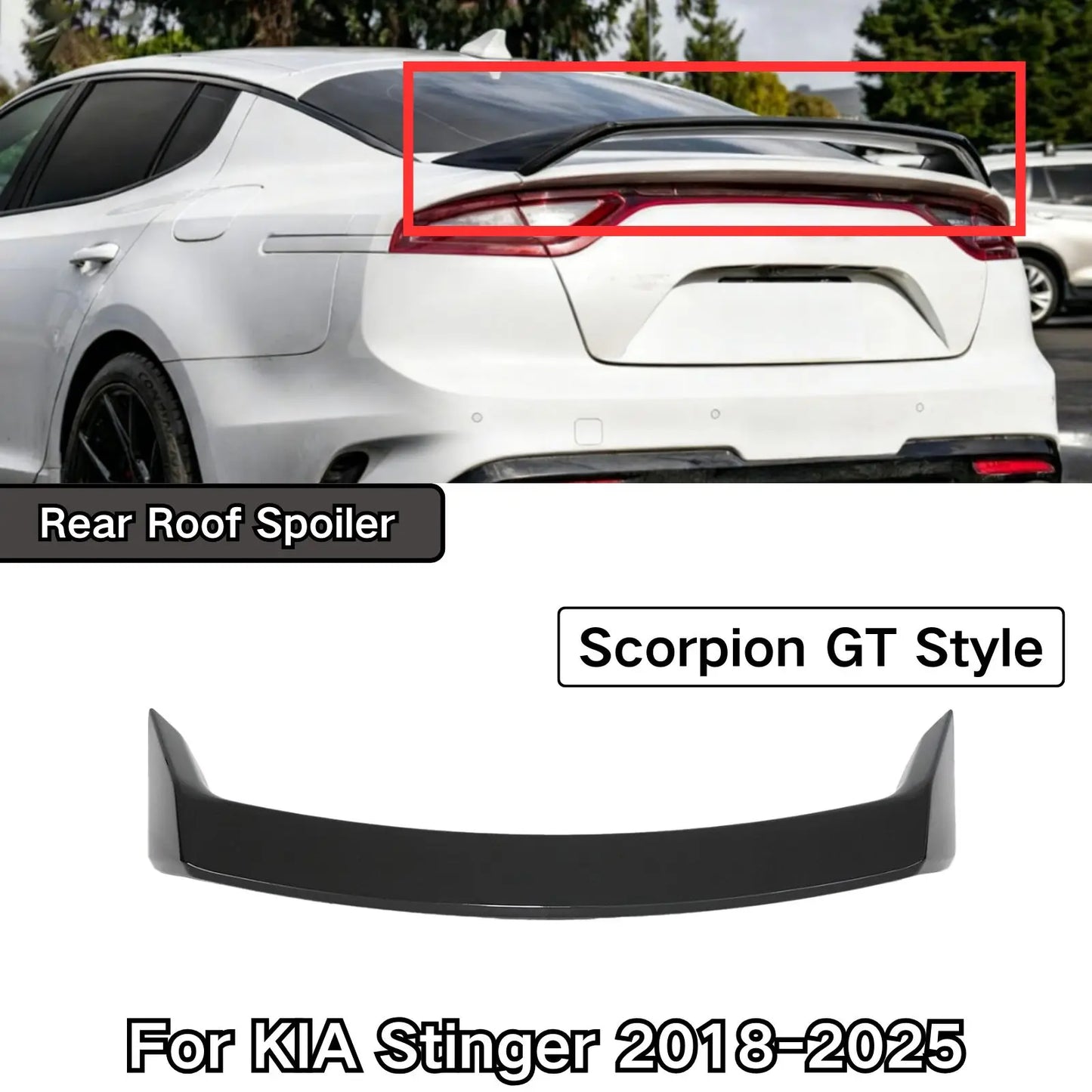 Rear Roof Spoiler For KIA Stinger 2018-2025 Scorpion GT Style Glossy Black Car Accessories Body Kit Plastic Carbon Fiber Painted