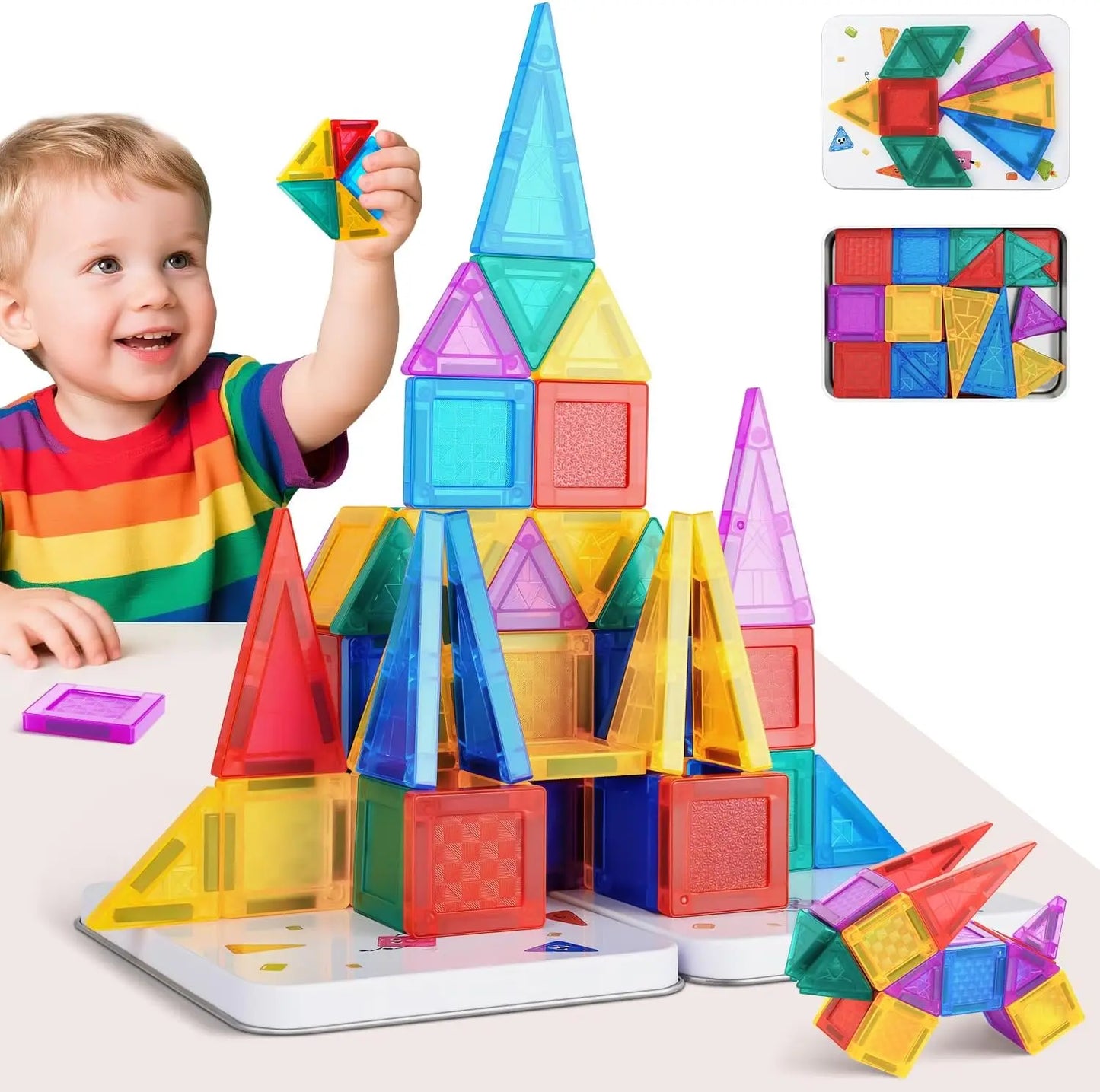 Magnetic Building Blocks DIY Magnets Toys Colorful STEM Stacking Architectural graphic Assembly Learning Educational Gift Toys