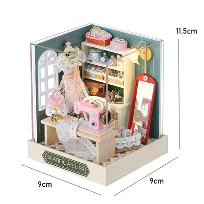 Miniature Dollhouse Set 3D Puzzle Assembly Model DIY Handmade Sets Bedroom Decoration Crafts Toys For Christmas Birthday Gifts