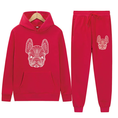 Men's and women's printed hooded sweatshirts and pants animal paw printed sportswear running autumn and winter casual fashion