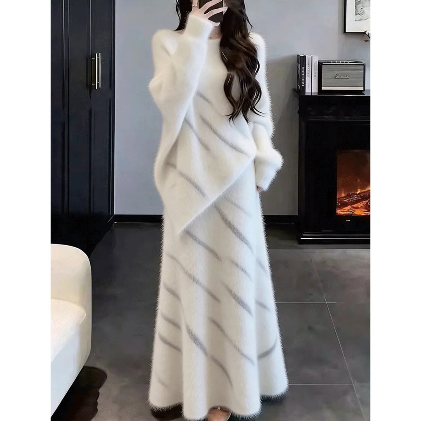Cozy Lazy Knitted Set Women Winter Sweater  Skirt Two Piece Set 2026 Super Popular Outfit Whole Set Long Sleeve round Neck