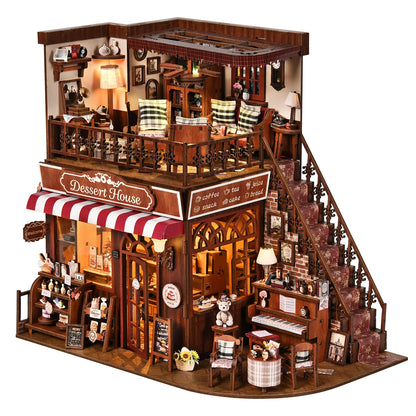 Cute Cake Shop 3D DIY Wooden Puzzle Book Nook Kit - Handmade Bookshelf Dollhouse Model Bookend for Home Decor