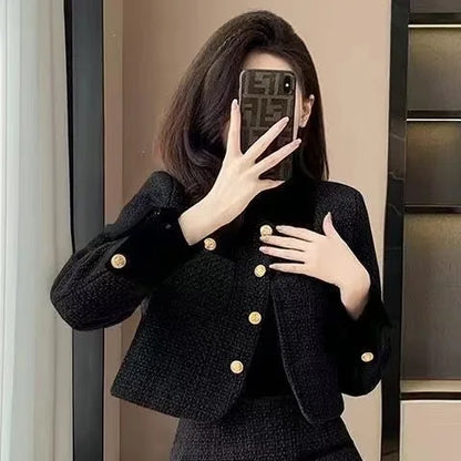 High-End  Style Women's Outerwear Set Autumn Winter New Design High Waist  Skirt Two-Piece Suit Fashionable And Warm