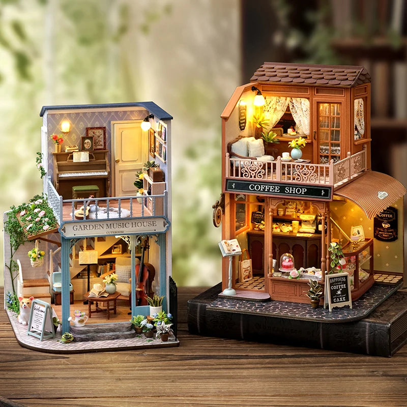 DIY 3D Puzzles Wooden Dollhouse Furniture Light Kit Doll House Casa Miniature Accessories Wooden Toys For Xmas Birthday Gift
