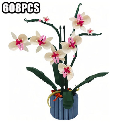 Orchid Bonsai 600+PCS DIY Building Blocks Kit Creative Potted Plant Model Children's Birthday Gifts Fun Adults Toys For Girls