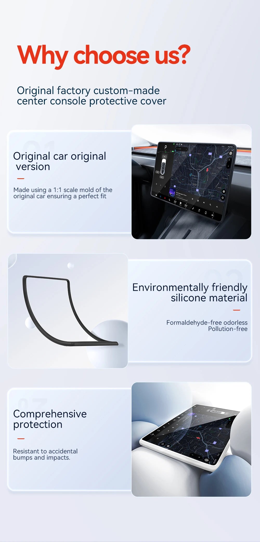 YZ For Tesla Model 3/Y/YL Juniper Highland 2026 TPU Protective Trim Internal rearview mirror Cover Central Control Navigation