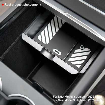 Interior Storage Organizer Fits Tesla Model Y Juniper 2026 Model YL Translucent ABS Console Box 2/4/6PCS Custom-fit Silicone Mat