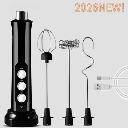 New 3 In 1 Wireless Handheld Electric Milk Foam Machine Mini Frother Maker Handheld Cappuccino Coffee Whisk Mixer Foamer Puller