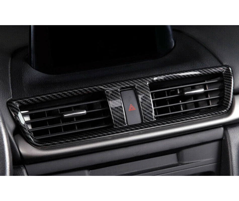 Plastic Middle Air Outlet Vent Cover Trim Frame Decor Fit for Mazda 3 Axela 2014-2016 2017 2018 2019 Black Carbon Fiber Style