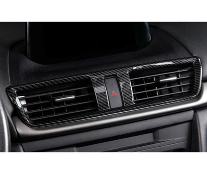 Plastic Middle Air Outlet Vent Cover Trim Frame Decor Fit for Mazda 3 Axela 2014-2016 2017 2018 2019 Black Carbon Fiber Style