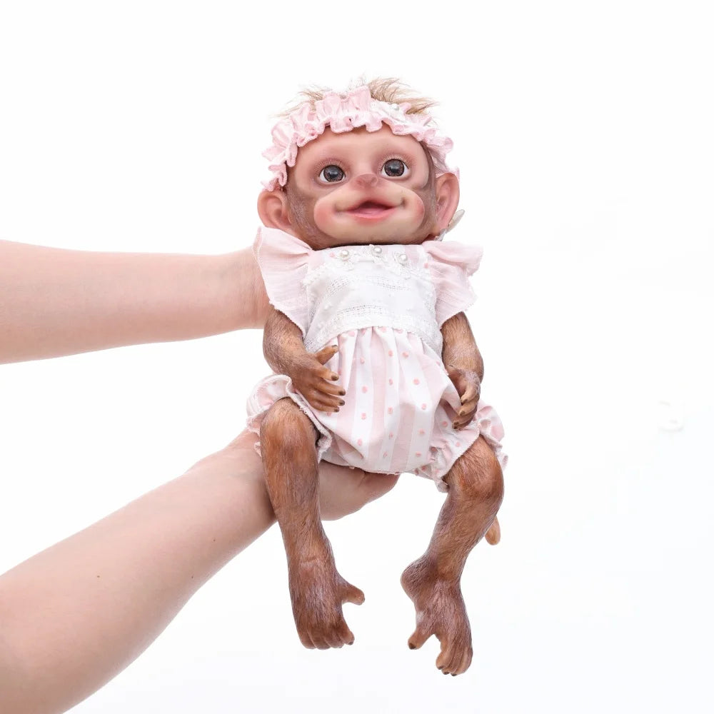 Cloveray 13inch Full Body Soft Silicone Realistic Reborn Baby Doll Solid monkey Silicone Doll Handmade High-quality Toy Kid Gift
