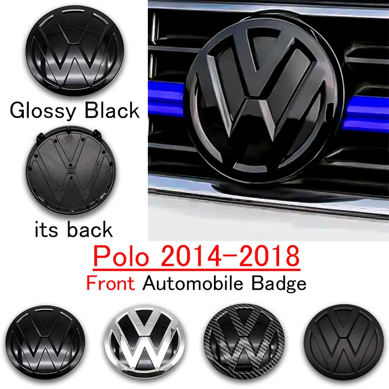 1Pc For Volkswagen Polo Car Emblem Logo With VW Polo 2014 2015 2016 2017 2018 Car Logo 122mm Front Bonnet Hood 110mm Rear Trunk