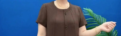 Summer 2026 Fashionable Mommy Set Women's Loose Belly Covering Slimming Two-Piece Suit High-End  Color Casual Wear
