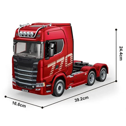 HUINA 1/18 19CH RC Truck 1501 770S Alloy Tractor 2.4G Remote Control Engineering Trailer Truck with Light and Sound Toys