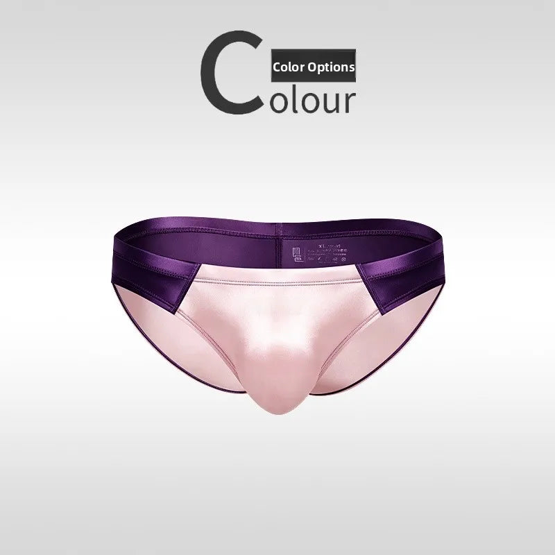 Low-Waist Sexy Men's  Underwear Smooth Satin Breathable Thin Summer Youth Ice Silk Sports Briefs Comfortable Underpants