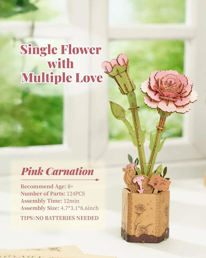ROKR 3D Wooden Puzzle Flowers Bouquet Wooden Bloom Craft Model Kits Eternal Flowers Romantic Gift for Birthday Mother's Day