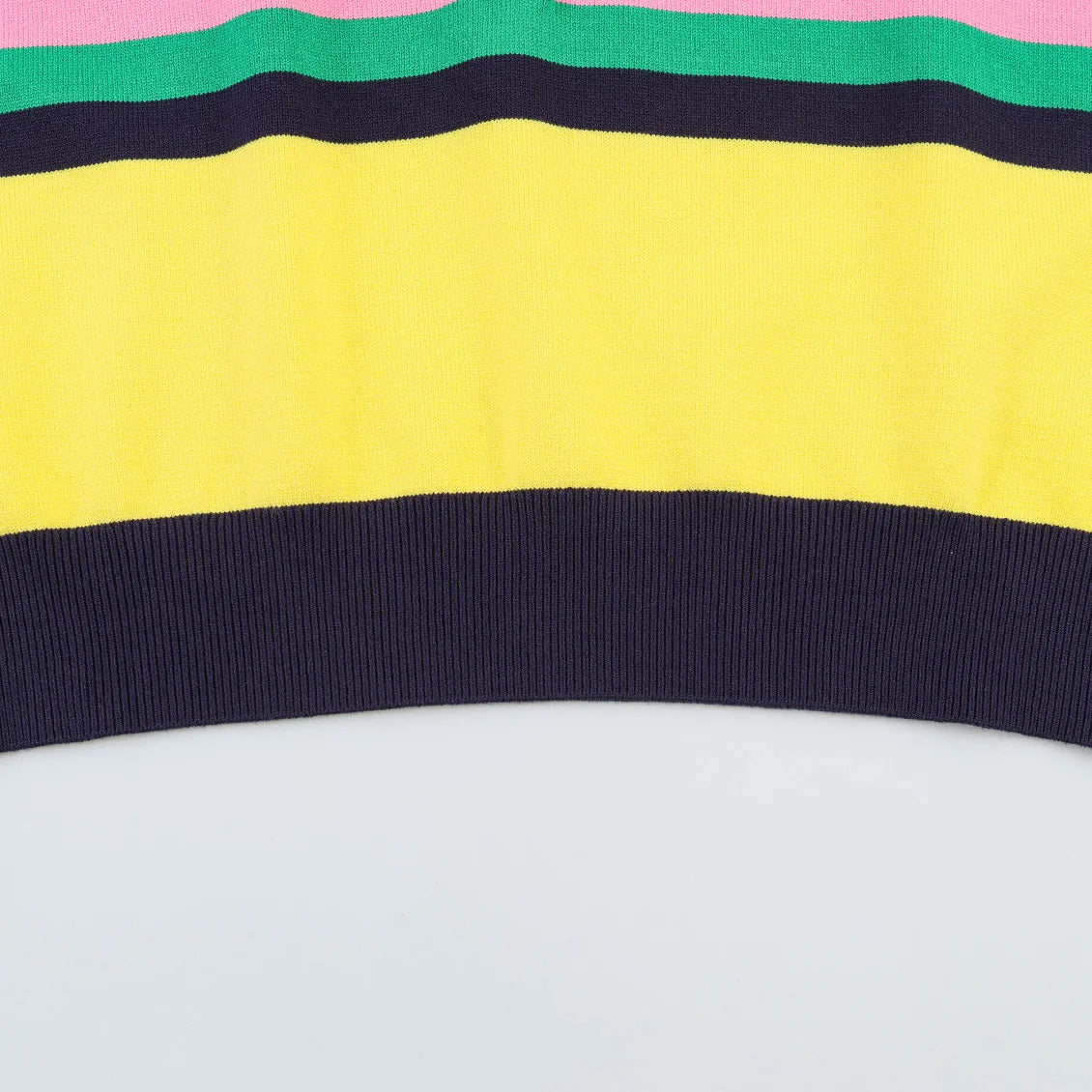 Fashionable Striped Knitted  Shirt Women's Loose Fit Business Casual Short Sleeve Classic Pattern Polyester Fiber