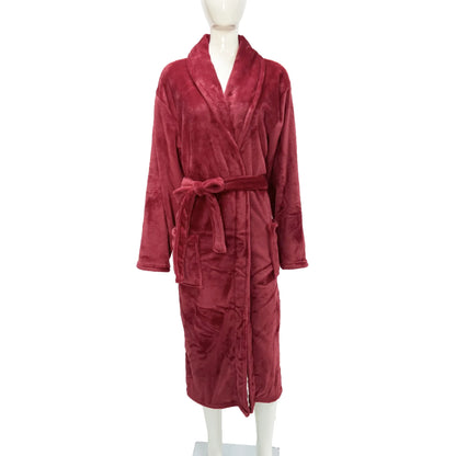 ex Thi Coral Fce Robe Long Flannel Pajamas Autumn Winter Home Clothes Air Conditioning Morning Gown Couple Pyjamas