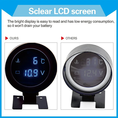 2 IN 1 Water Temperature Gauge Digital Led Voltmeter Water Temp Joint Pipe Sensor Car Truck Motorcycle Car Temperature Sensor