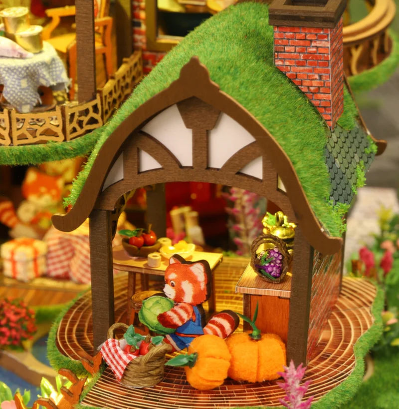 Jiate Diy Miniature House Fantasy Forest Handmade Wooden Chinese Style Large Villa Creative Birthday Gift For Women Home Decor