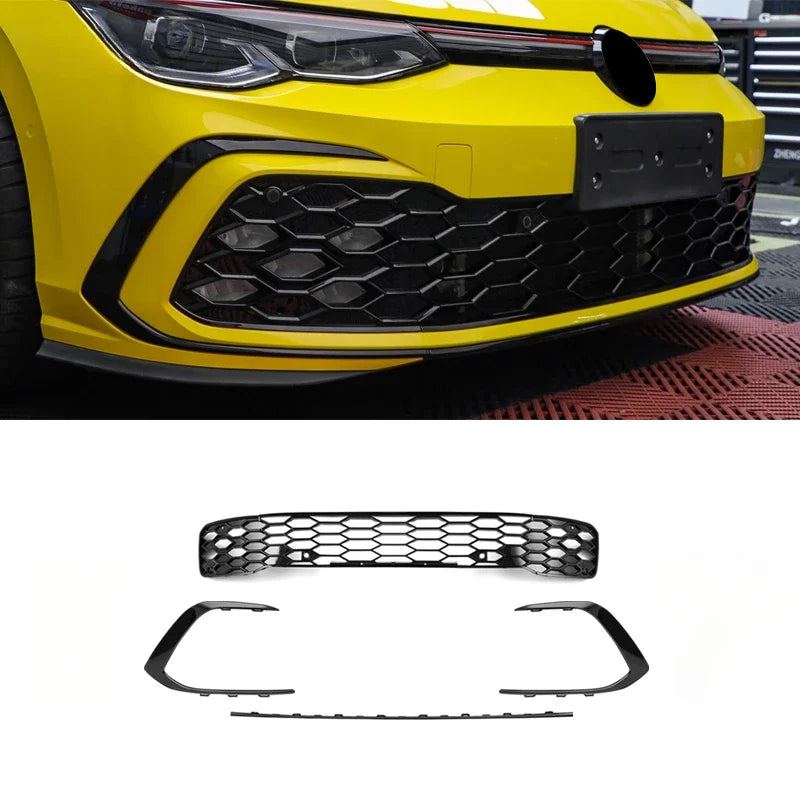 Front Bumper Grill 2021-2023 Accessories for Vw Golf 8 Mk8 R-Line GTI Sports Version Front Air Inlet Grille Fog Lamp Trim Kits