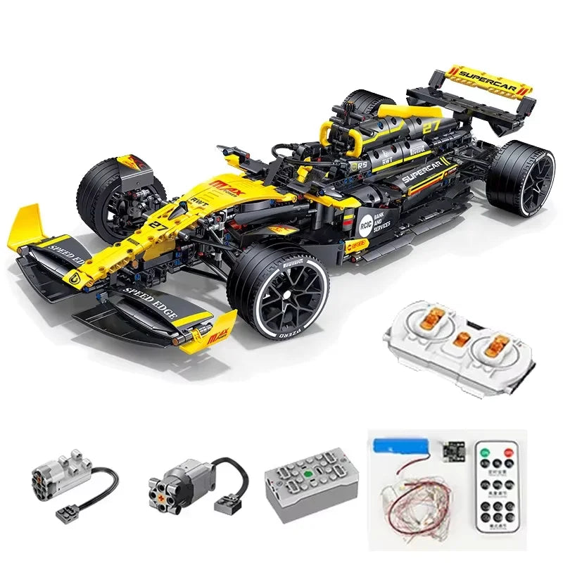 1:8 Technical JKC7205 Racing Driver 27 Building Block Supercar Remote Control Lighting Racing Renault F1 Toy Kids Gift
