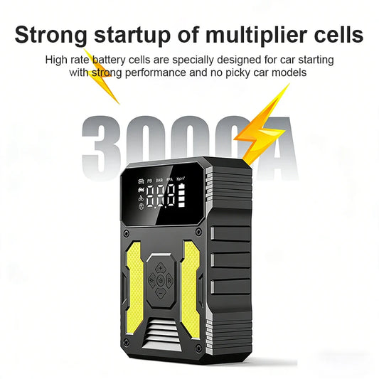 4in1 Portable Jump Starter Power Bank 12V 1500A Car Jump Starter With 150PSI Air Compressor Emergency Booster Lighting Charging