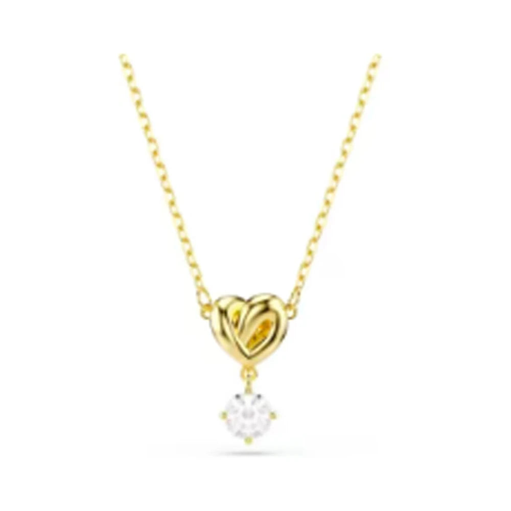 New shoe style inlaid mixed crystal interlocking rose gold pearl romantic heart-shaped necklace