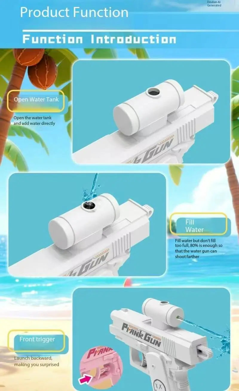 Outdoor Summer Water 2-Way Squirt Gun - Press & Spray Water Gun,Reverse Splash Toy for Prank Fun,Stress Relief, Water Fight Game