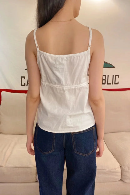Brandy Melville Pure Cotton Three-Button Base Layer Vest Sweet Style V-Neck Sleeveless Tank Top for Women Spring Summer