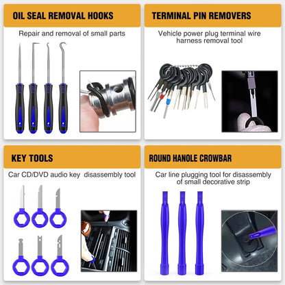 330Pcs Car Door Clip Car Disassembly Tools Set DVD Stereo Refit Kits Interior Plastic Trim Panel Dashboard Removal Tools