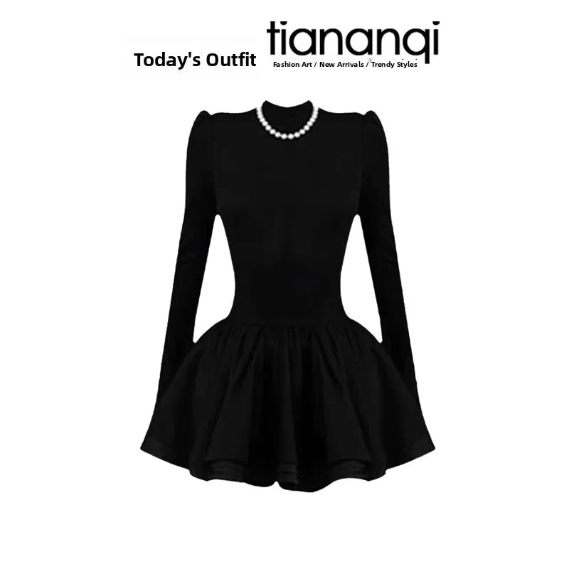 Korean Style  Knot Short Knitted Sweater Dress Two Piece Set Slimming Waist Design Casual Fashion for Women
