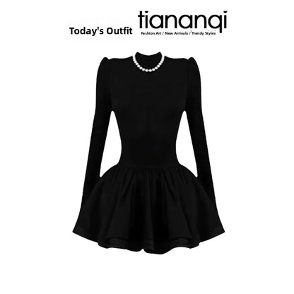 Korean Style  Knot Short Knitted Sweater Dress Two Piece Set Slimming Waist Design Casual Fashion for Women