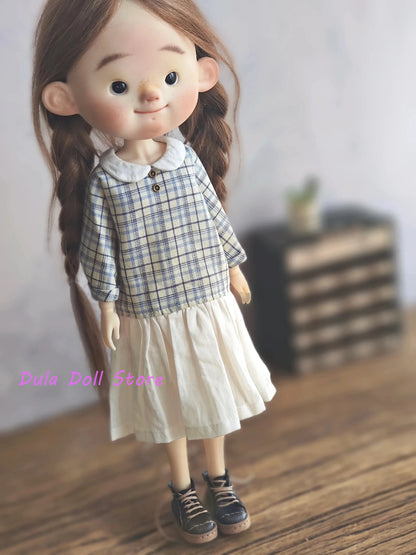 Dula Doll Clothes for Josh Blythe Landoudou Landazz Ob24 Ob22 Licca 1/6 Doll Plaid Blouse Dress