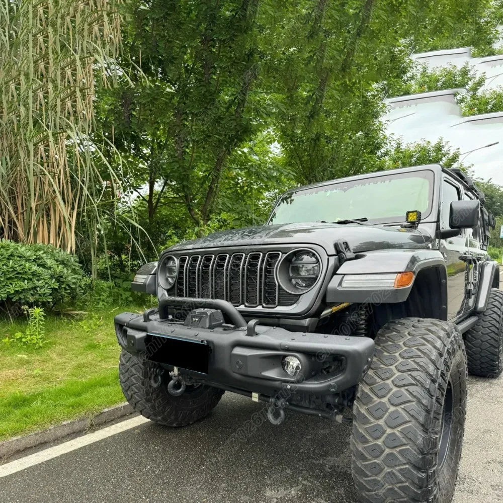 For Jeep Wrangler JK JKU 2007 2008 2009 2010 2011 2012 2013 2014 2015 2016 2017 Lantsun J400 2024 Style Front Bumper Mesh Grille