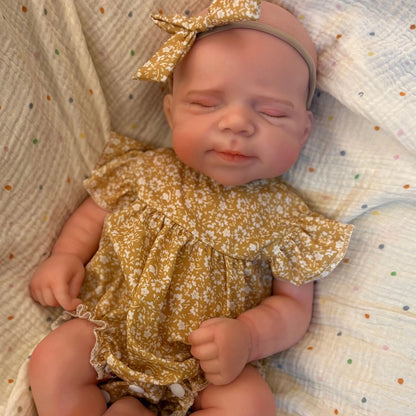 13 Inch Asleep Silicone Reborn Doll Can Open Mouth Baby Girl Doll Handmade Lifelike Newborn Doll For Birthday Gifts