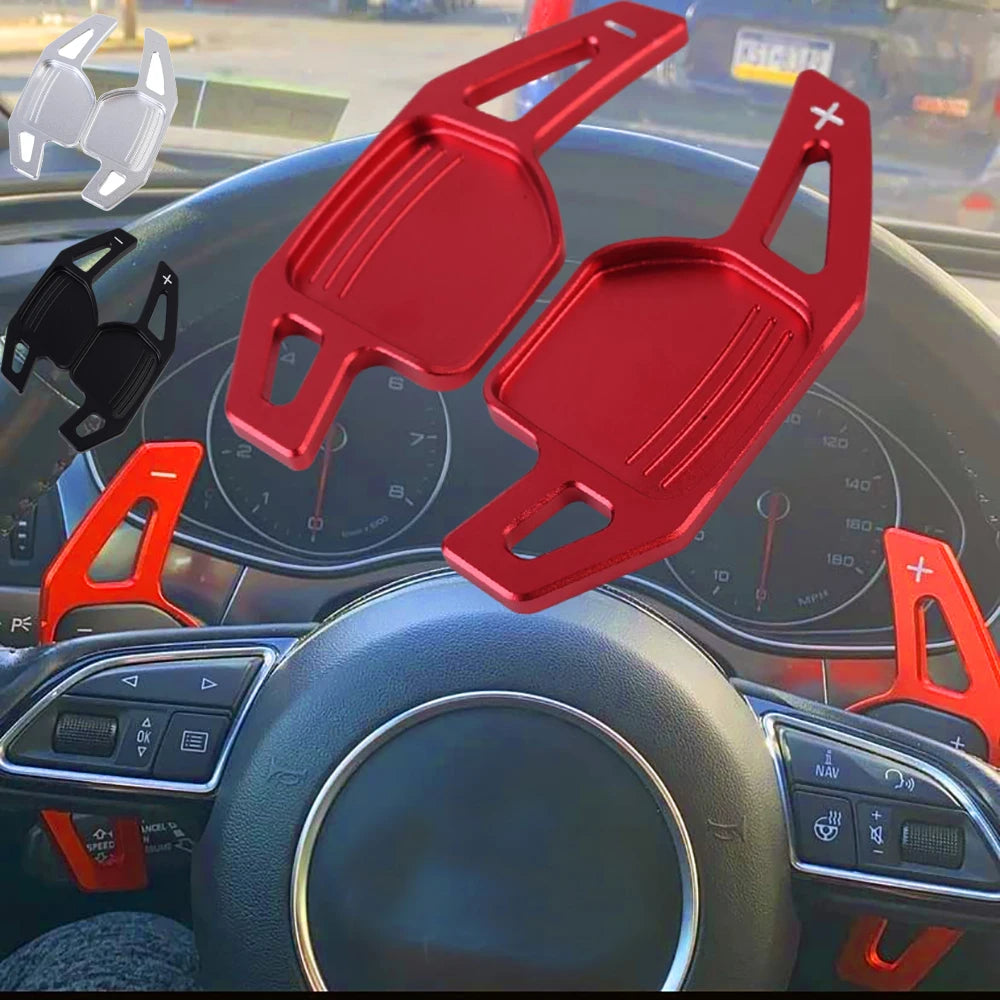 2Pcs Steering Wheel Paddles Extension Shifters For Audi A4 B8 A3 8P S3 A5 A6 S6 C6 Q5 A8 R8 TTS MK2 8J Avant DSG Car Styling