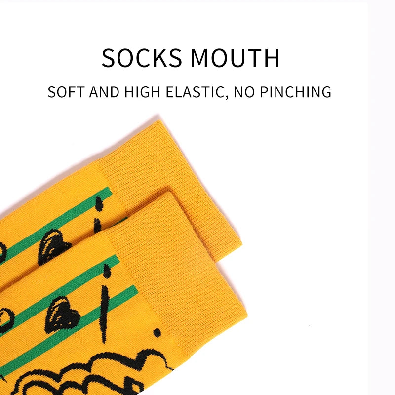 5Pairs Mens Fun Dress Socks, Pattern Funny Socks Pack, Colorful Striped Combed Cotton Novelty Socks，Cool Breathable Casual Socks