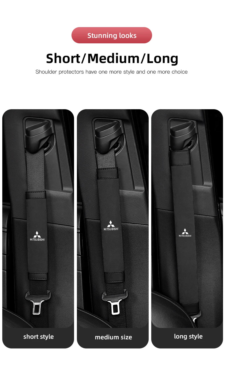 2Pcs Car Seat Belt Cover Shoulder Protector Auto Accessories For Mitsubishi Eclipse Lancer Outlander Pajero Ralliart Star Mirage