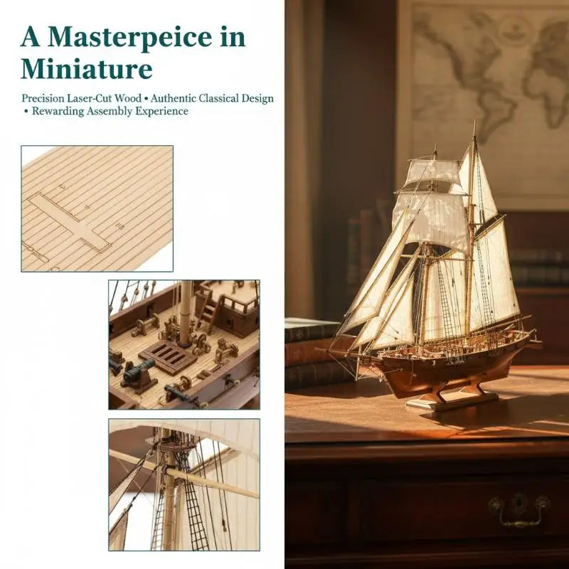 Wooden Sailboat Toys Sailing Model Assembled 1:100 Wooden Kit DIY Assembling Building Kits Ship Model