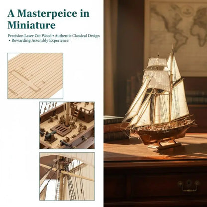 Wooden Sailboat Toys Sailing Model Assembled 1:100 Wooden Kit DIY Assembling Building Kits Ship Model