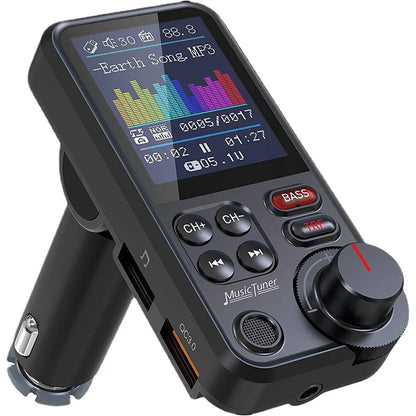 Bluetooth-compatible Car Wireless FM Transmitter Radio Adapter Fast Charging Treble Bass Sound Music Car MP3 Player Aux QC3.0